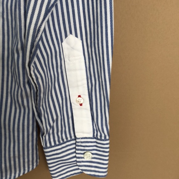 2/$25 UNIQLO  Premium Cotton Long Sleeve Blue Striped Shirt - Picture 7 of 7